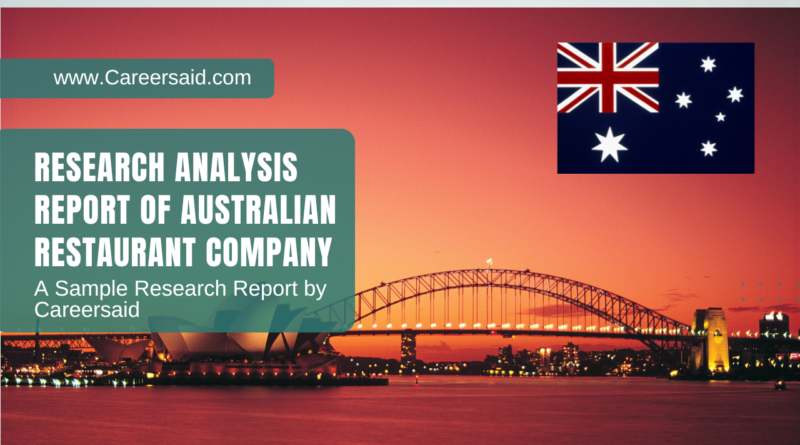 Research Analysis Report of Australian Restaurant Company